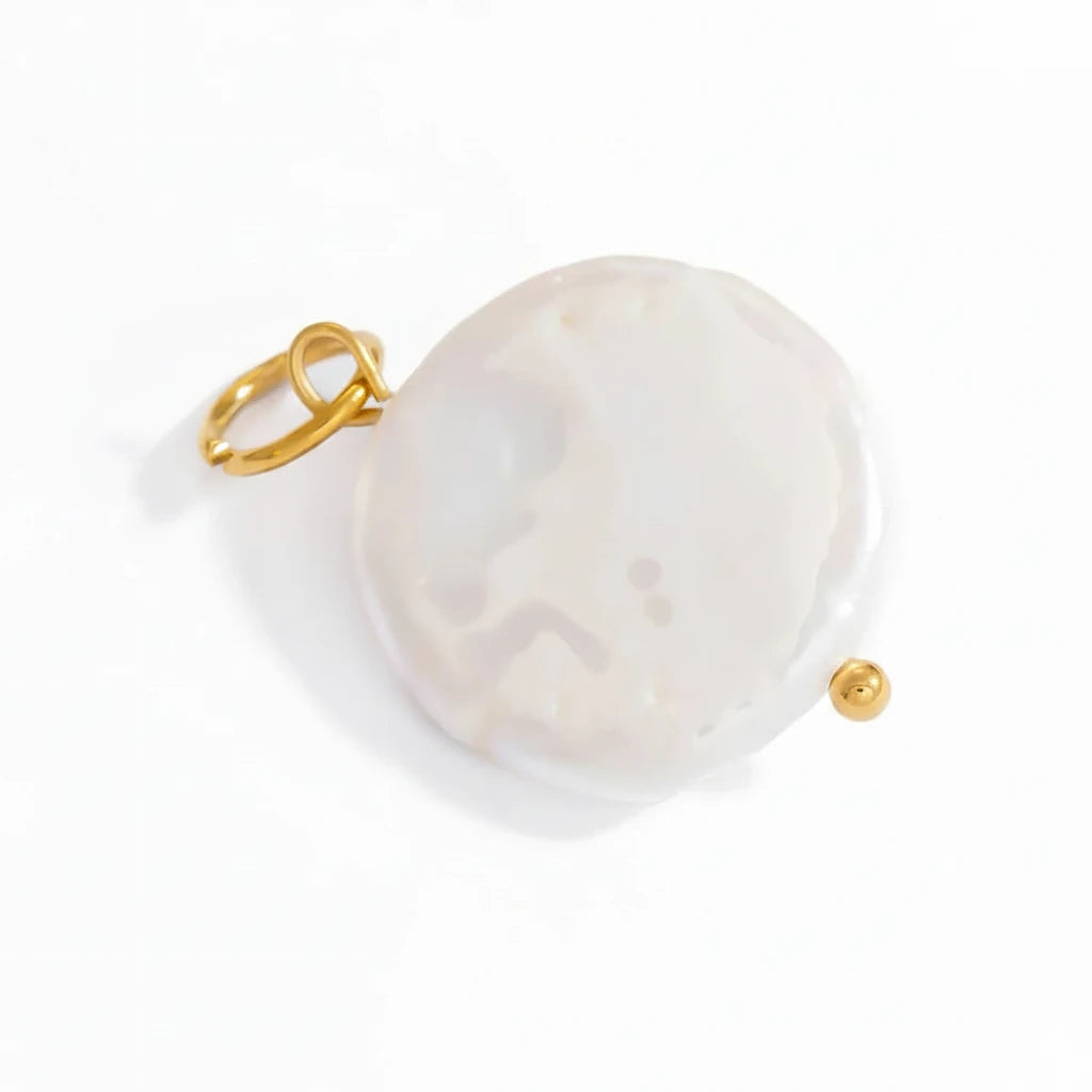 Golden Pearl Disc Charm