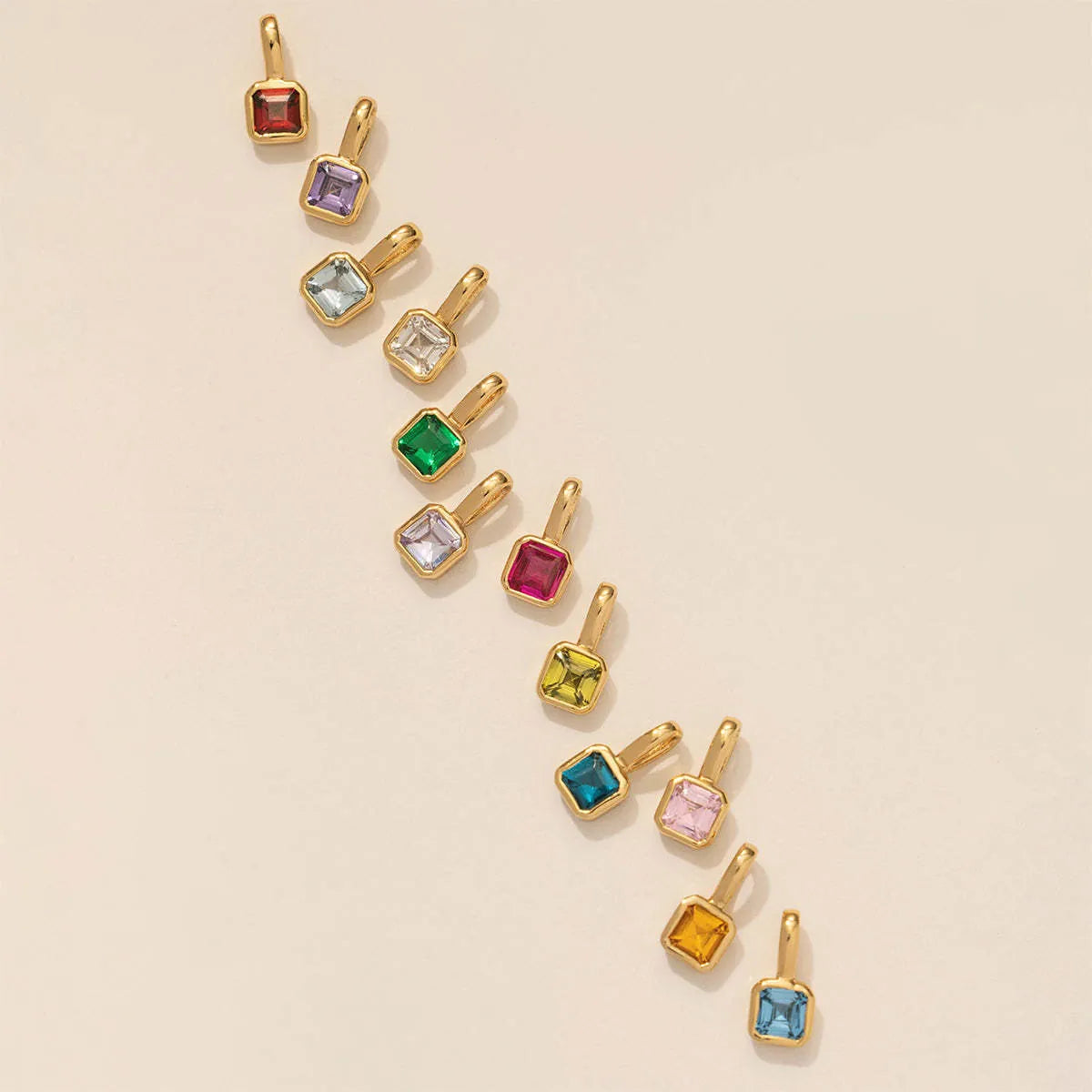 Square Birthstone Charm