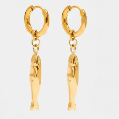 Tidal Koi Fish Pendant Hoop Earrings