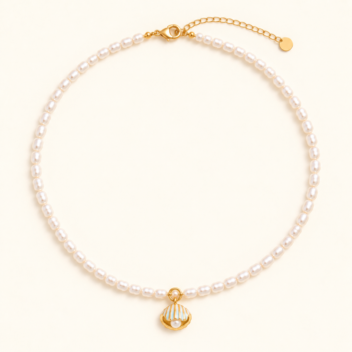 Pearl Striped Shell Necklace