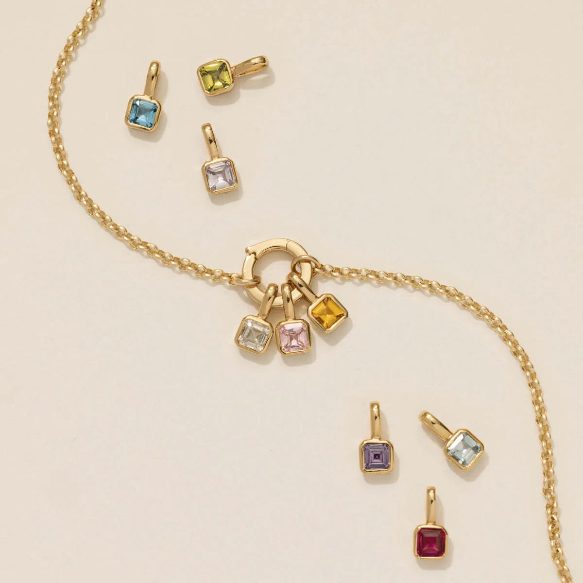 Square Birthstone Charm