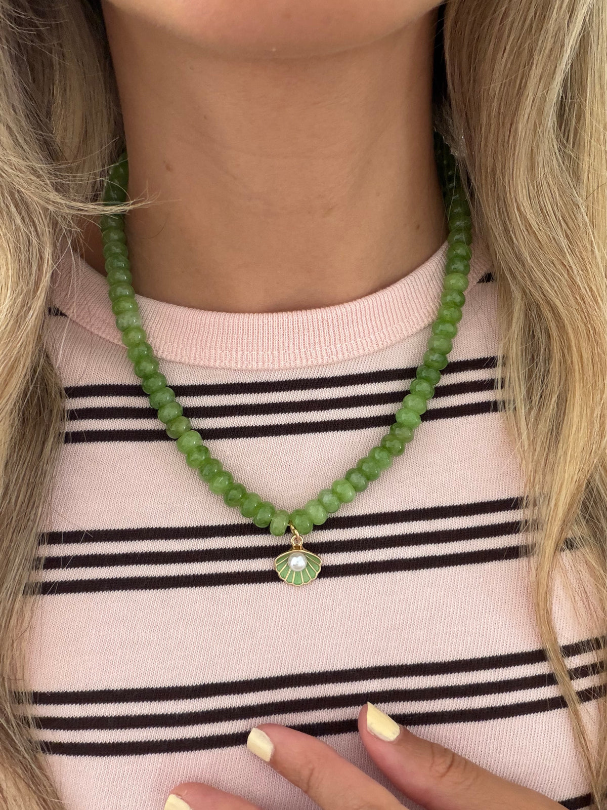 Sea Glass Pearl Shell Necklace