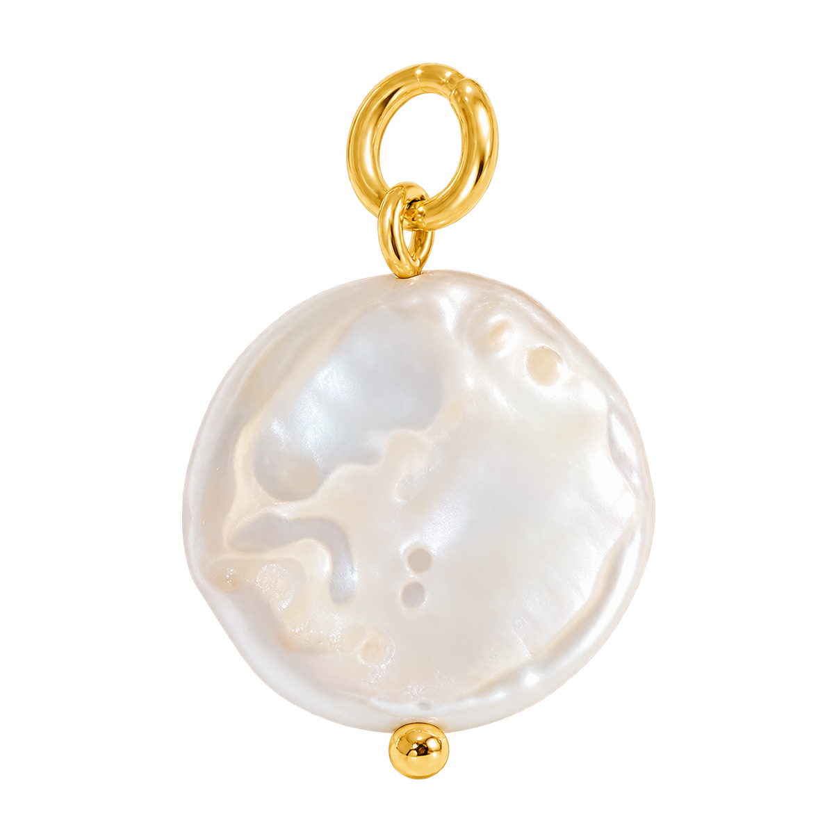 Golden Pearl Disc Charm