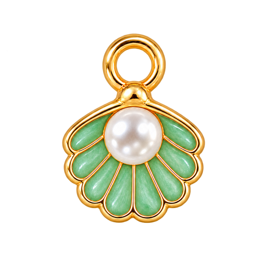 Sea Glass Pearl Shell Charm