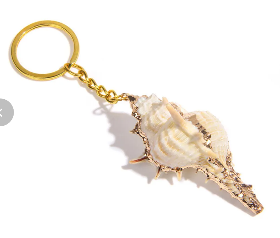 Natural White Murex Shell Keychain