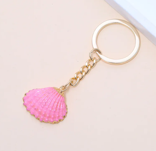 Pink Gilded Shell Keychain