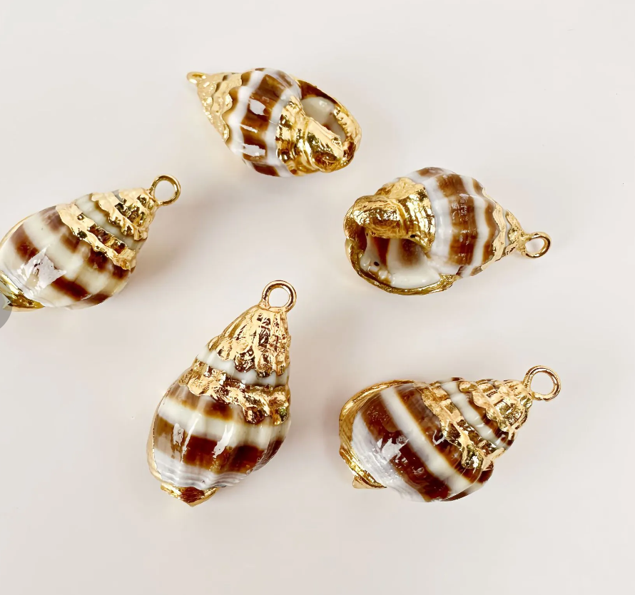 Gilded Coffee Conch Charm